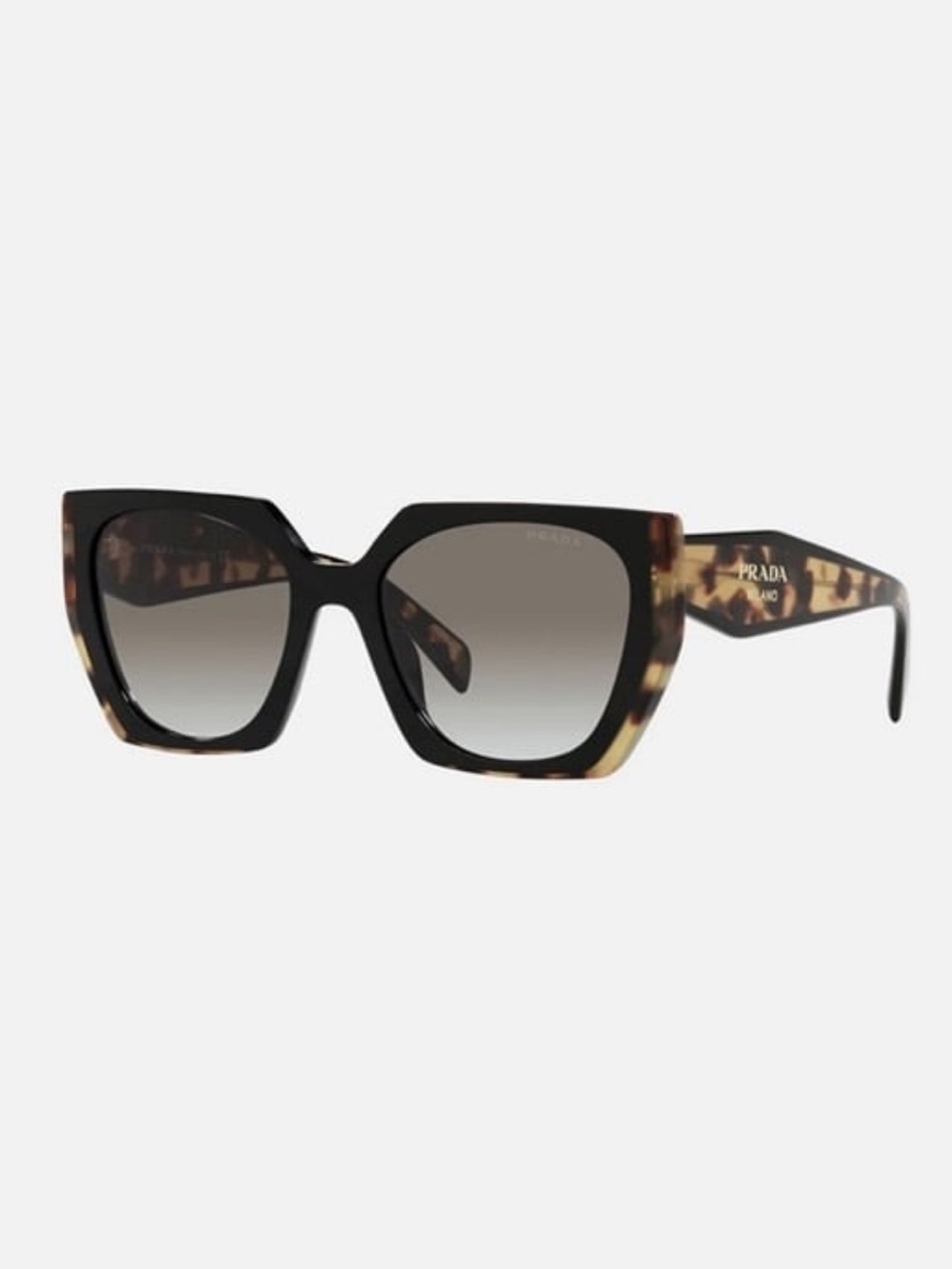 Prada SPR 15W Square Cat Eye Sunglasses Black w Tortoiseshell Trim LIKE NEW